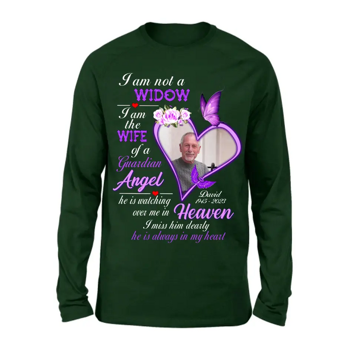 Personalized Memorial Photo T-Shirt/Long Sleeve/Sweatshirt/Hoodie - Upload Photo - Gift Idea For Family - I Am Not A Widow