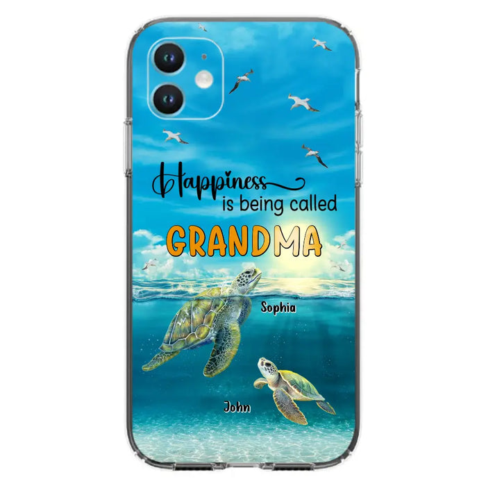 Custom Personalized Grandma Mom Turtle Phone Case - Gift Idea For Grandma - Up to 10 Kids - Happiness Is Being Called Grandma - Case For iPhone, Samsung