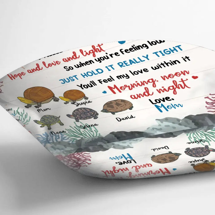 Personalized Turtle Pillow Cover - Gift For Daughter Granddaughter, Turtle Lovers - Up to 4 Turtles