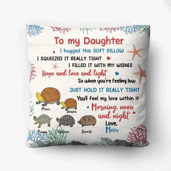 Personalized Turtle Pillow Cover - Gift For Daughter Granddaughter, Turtle Lovers - Up to 4 Turtles