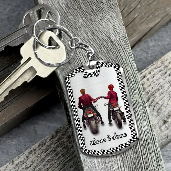 Personalized Riding Couple Aluminum Keychain - Gift Idea For Couple/Her/Him - The Road Is Calling And I Must Go