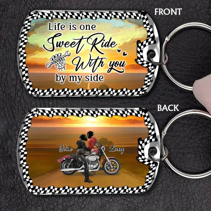 Personalized Riding Couple Aluminum Keychain - Gift Idea For Couple/Her/Him - Life Is One Sweet Ride With You By My Side
