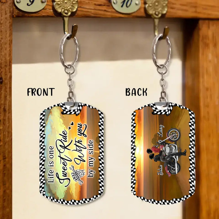 Personalized Riding Couple Aluminum Keychain - Gift Idea For Couple/Her/Him - Life Is One Sweet Ride With You By My Side