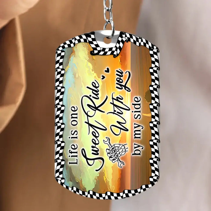 Personalized Riding Couple Aluminum Keychain - Gift Idea For Couple/Her/Him - Life Is One Sweet Ride With You By My Side