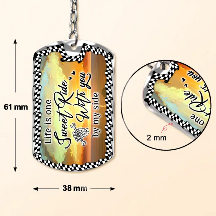 Personalized Riding Couple Aluminum Keychain - Gift Idea For Couple/Her/Him - Life Is One Sweet Ride With You By My Side