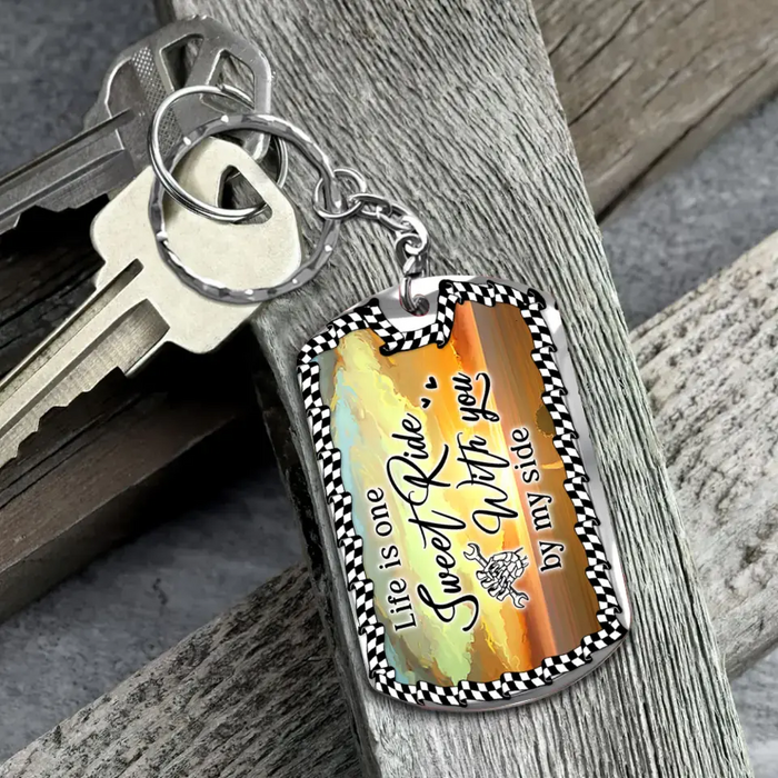Personalized Riding Couple Aluminum Keychain - Gift Idea For Couple/Her/Him - Life Is One Sweet Ride With You By My Side