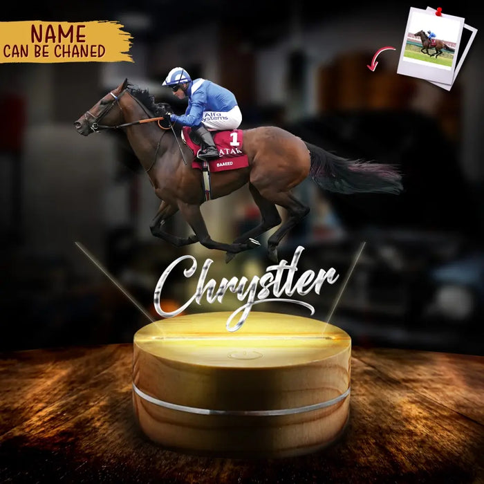Personalized Horse Riding Acrylic Led Light - Gift for Horse Lover - Upload Photo