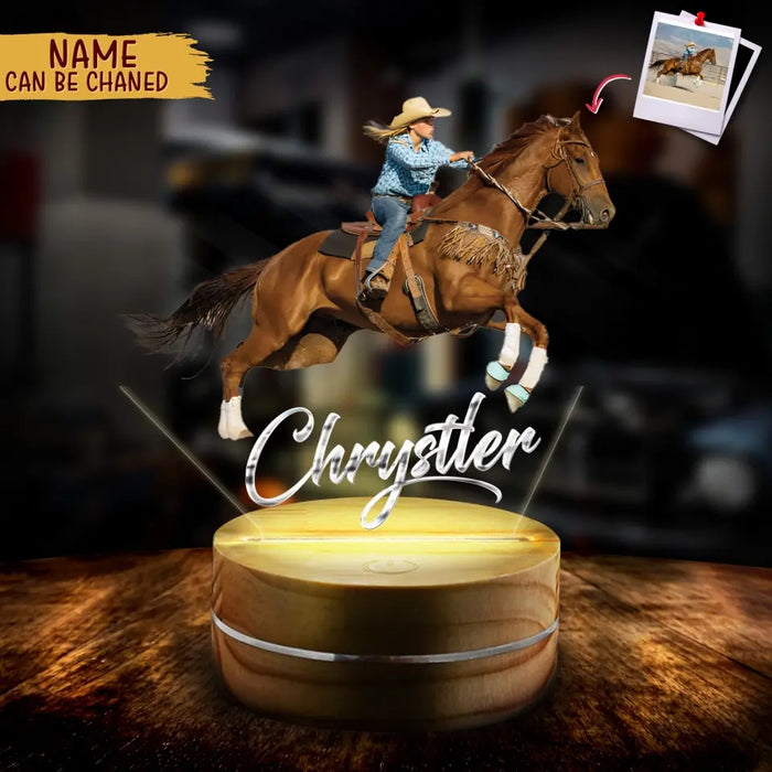 Personalized Horse Riding Acrylic Led Light - Gift for Horse Lover - Upload Photo