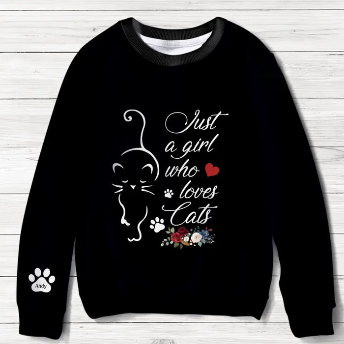 Personalized Just A Girl Who Loves Cats Sweater - Up to 10 Cats - Gift Idea For Cat Lover
