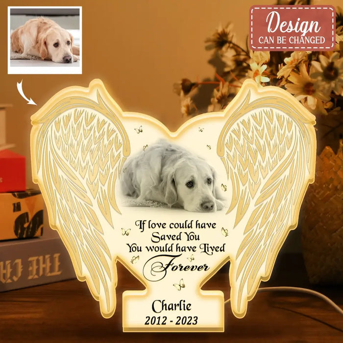 Personalized Memorial Dad Wings Photo Light Box Light - Memorial Gift Idea For Family Member - If Love Could Have Saved You You Would Have Lived Forever