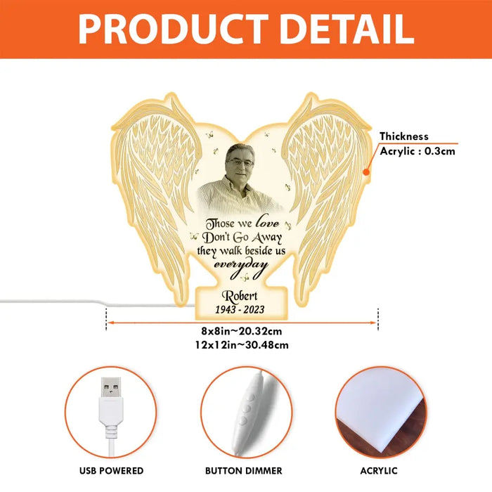 Personalized Memorial Dad Wings Photo Light Box Light - Memorial Gift Idea For Family Member - If Love Could Have Saved You You Would Have Lived Forever