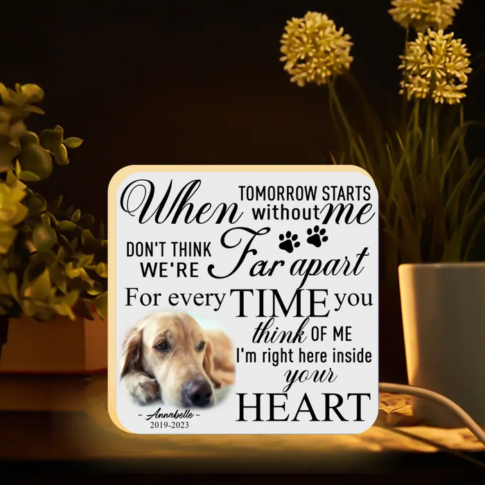 Personalized Memorial Pet Photo Light Box - Memorial Gift Idea For Pet Lover - When Tomorrow Starts Without Me