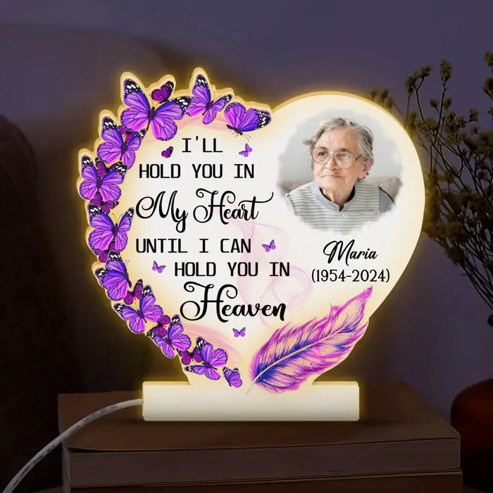 Personalized Memorial Photo Light Box - Memorial Gift Idea For Family Member - I'll Hold You In My Heart