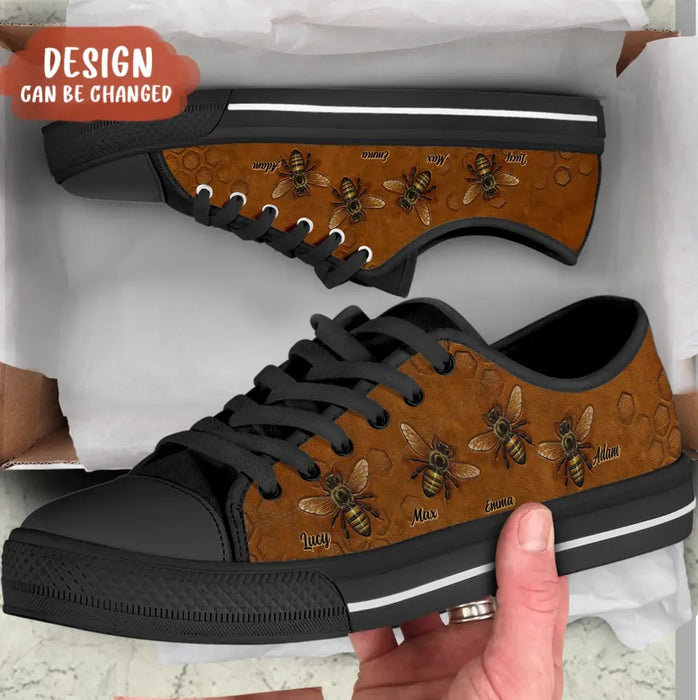 Personalized Bee Low Top Sneakers - Gift Idea Bee Lovers/Birthday Gift - Up to 5 Bees