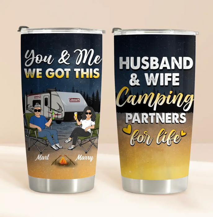 Personalized Camping Couple Tumbler - Gift Idea For Camping Lovers/Couple - Husband & Wife Camping Partners For Life