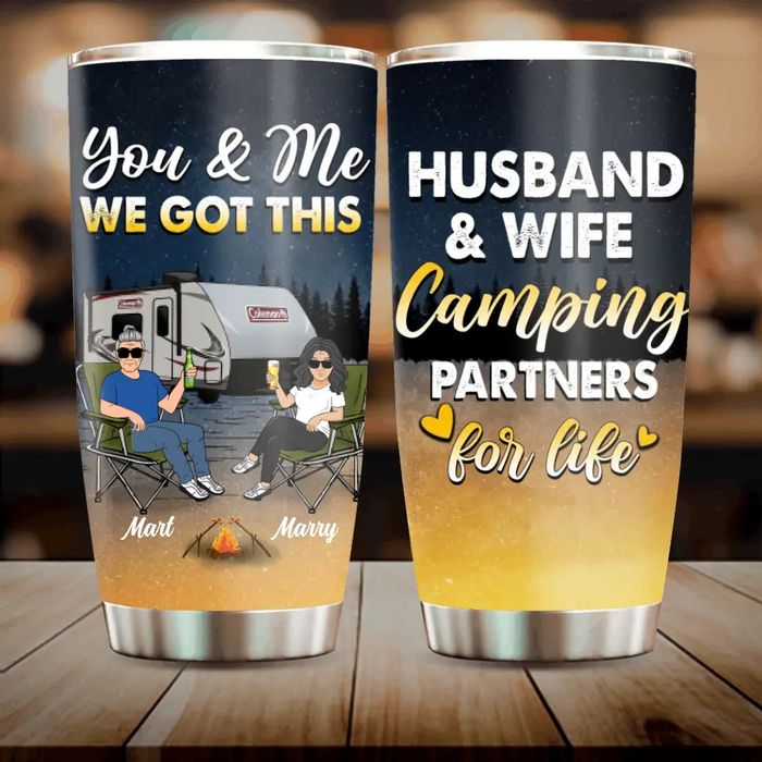 Personalized Camping Couple Tumbler - Gift Idea For Camping Lovers/Couple - Husband & Wife Camping Partners For Life