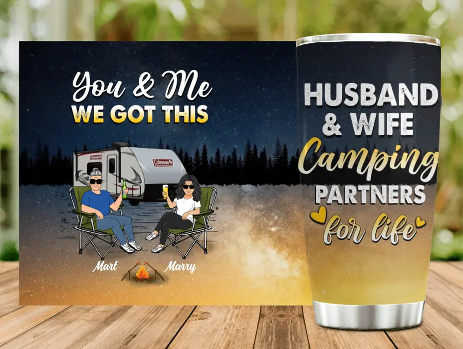 Personalized Camping Couple Tumbler - Gift Idea For Camping Lovers/Couple - Husband & Wife Camping Partners For Life