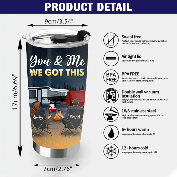 Personalized Camping Couple Tumbler - Gift Idea For Camping Lovers/Couple - You & Me We Got This