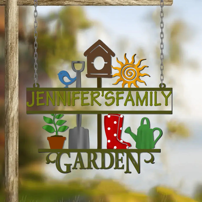 Personalized Garden Metal Sign - Gift Idea For Family