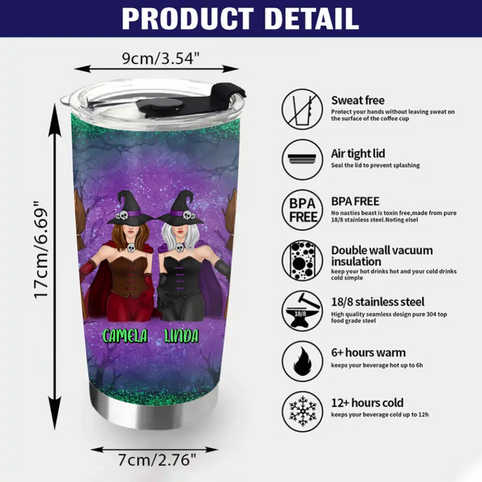 Personalized Witch Besties Tumbler - Gift Idea For Witch Lovers/Friends - Best Witches Here's To Another Year Of Bonding Over Alcohol