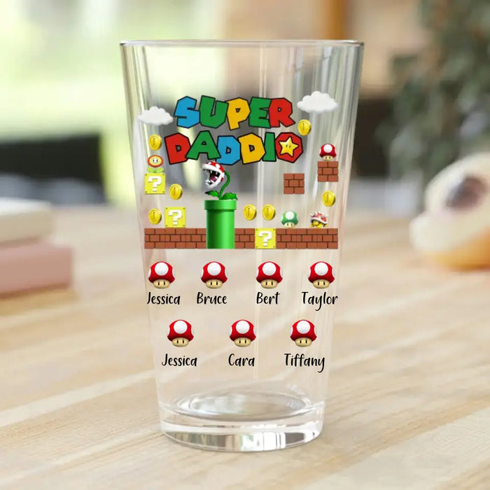 Personalized Dad Daddio Pint Glass - Gift Idea For Dad/Stepdad - Up to 7 Kids