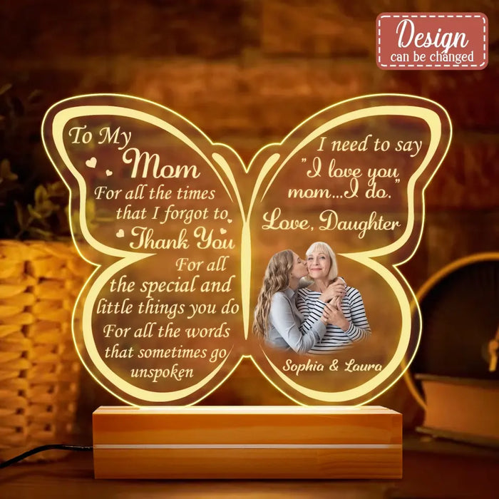 Personalized To My Mom Acrylic Night Light - Gift Idea For Mom From Daughter/Son - Upload Photo - I Love You