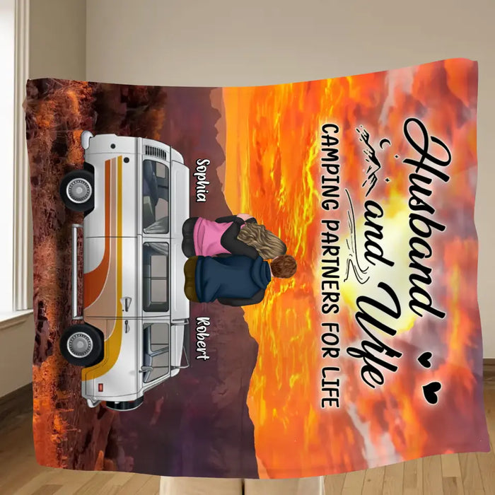 Personalized Camping Fleece Throw Blanket/Quilt/Pillow Cover - Gift Idea For Camping Lovers - Camping Partners For Life