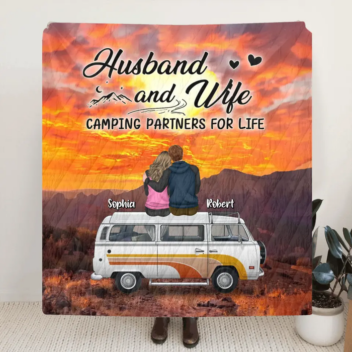 Personalized Camping Fleece Throw Blanket/Quilt/Pillow Cover - Gift Idea For Camping Lovers - Camping Partners For Life