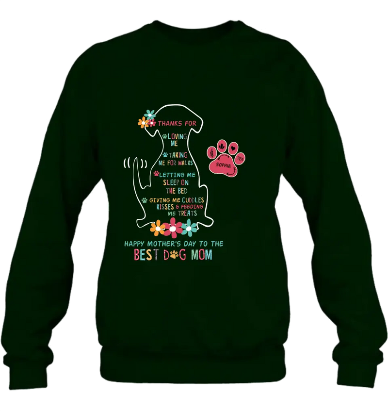 Personalized Best Dog Mom Shirt/Hoodie - Up to 7 Names - Gift Idea For Dog Lover/Mother's Day - Thanks For Loving Me