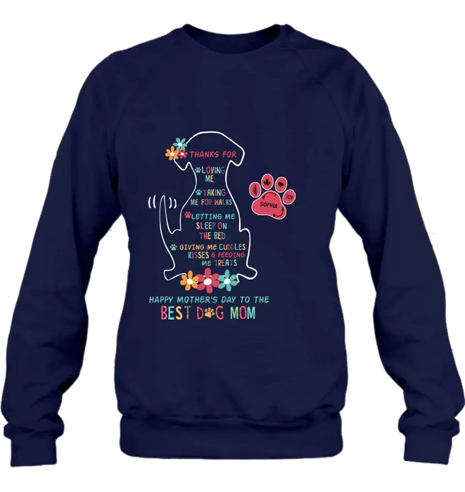 Personalized Best Dog Mom Shirt/Hoodie - Up to 7 Names - Gift Idea For Dog Lover/Mother's Day - Thanks For Loving Me