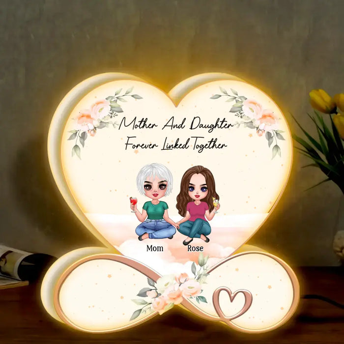Personalized Mother And Daughters Light Box - Mom With Up to 5 Daughters - Gift Idea For Mother's Day - Mother And Daughters Forever Linked Together