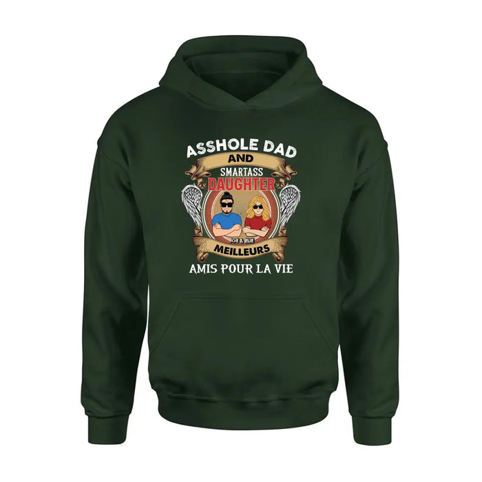 T-Shirt Personnalisé Papa Et Fille Personnalisé / Manches Longues / Sweat-Shirt / Sweat À Capuche - Idée Cadeau Pour La Fête Des Pères - Papa Trou Du Cul Et Fille Intelligente Meilleurs Amis Pour La Vie