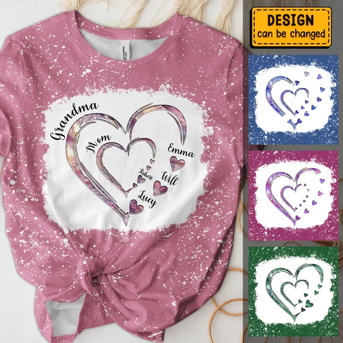 Personalized Mom Grandma Heart T-shirt - Gift Idea For Mother/Grandma - Up to 6 Kids And 12 Grandkids