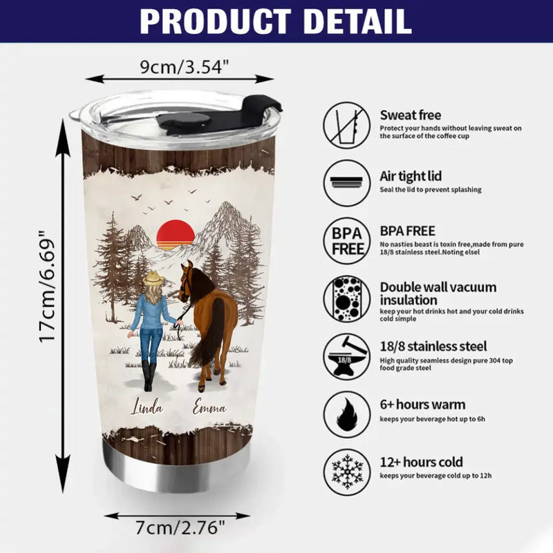 Personalized Horse Girl Tumbler - Up to 4 Horses - Gift Idea For Horse Lover - And She Lived Happily Ever After