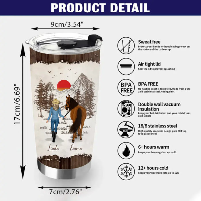 Personalized Horse Girl Tumbler - Up to 4 Horses - Gift Idea For Horse Lover - And She Lived Happily Ever After