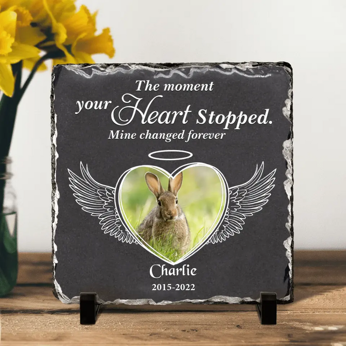 Personalized Memorial Rabbit Square Lithograph - Gift Idea For Rabbit/Bunny Lovers - The Moment Your Heart Stopped Mine Changed Forever