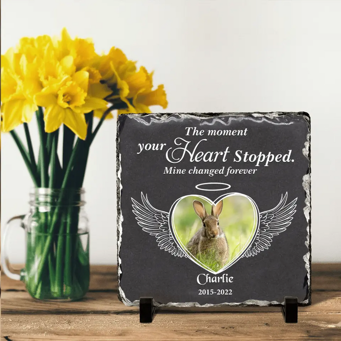 Personalized Memorial Rabbit Square Lithograph - Gift Idea For Rabbit/Bunny Lovers - The Moment Your Heart Stopped Mine Changed Forever