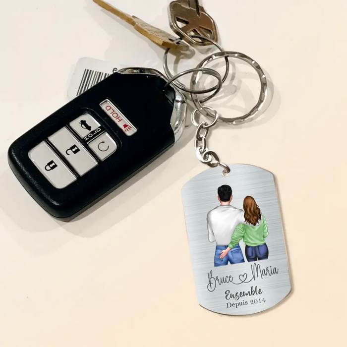Personalized Couple Aluminum Keychain - Gift Idea For Couple - Juste Toi Et Moi