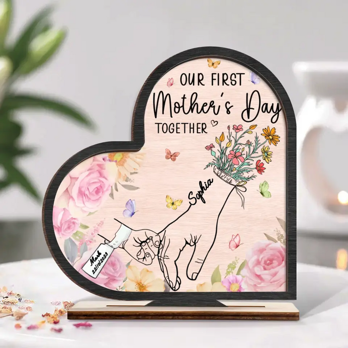 Personalized Mom Wooden Plaque - Up to 5 Kids - Mother's Day Gift Idea - Our First Mother's Day Together