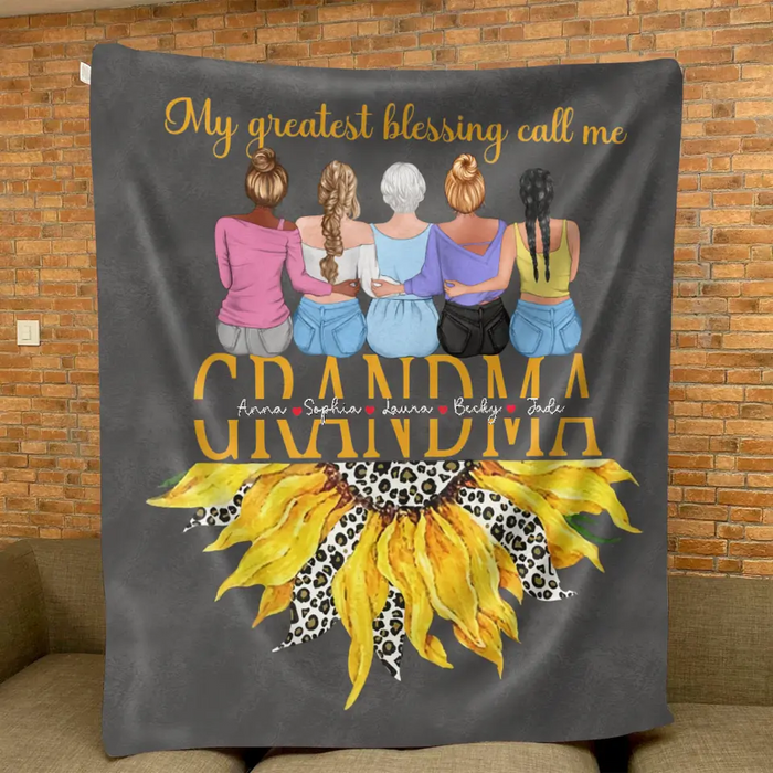 Personalized Grandma Quilt/Fleece Throw Blanket - Up to 4 Granddaughters - Gift Idea For Mother's Day - My Greatest Blessing Call Me Grandma