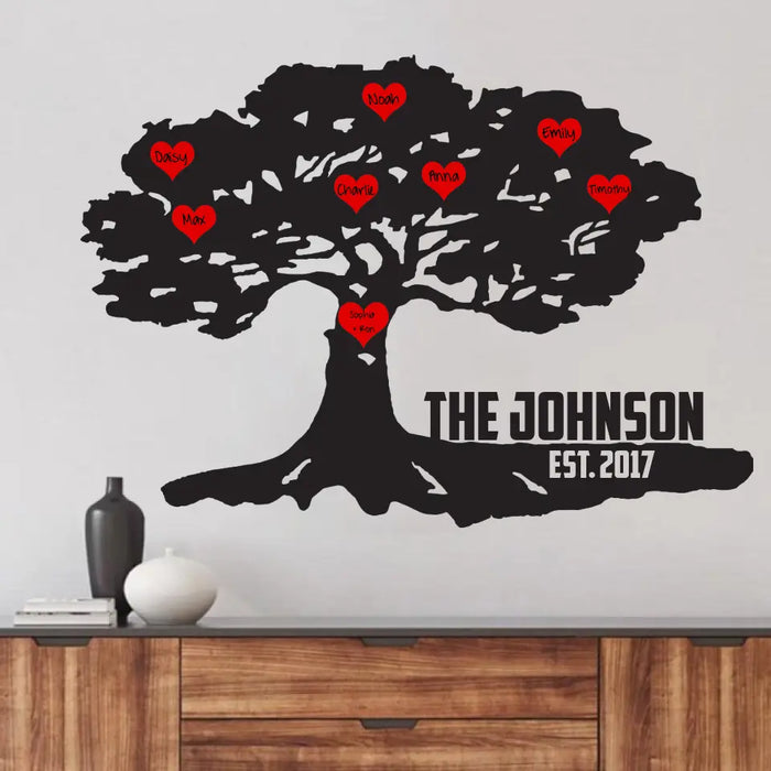 Personalized Family Cut Metal Sign - Up to 8 Hearts - Mother's Day/Father's Day Gift Idea for Family