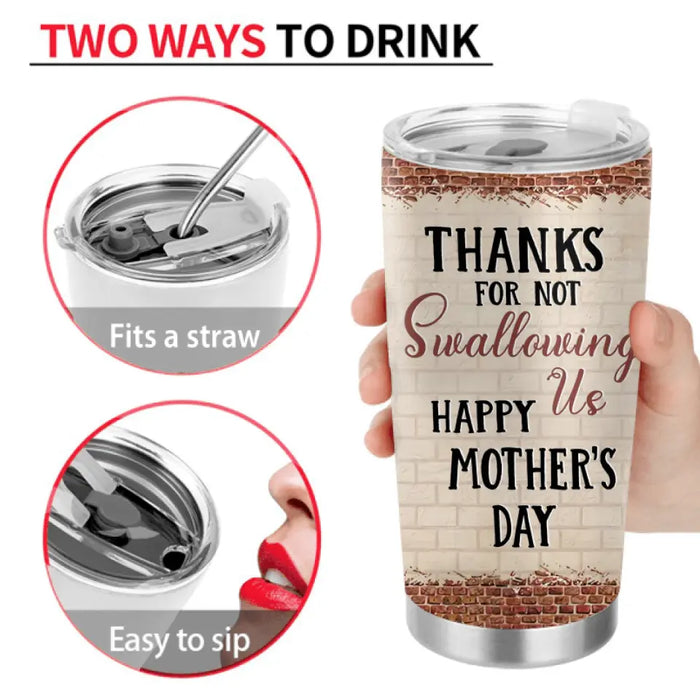 Personalized Sperms Tumbler - Up to 8 Sperms - Gift Idea For Mother's Day - Thanks For Not Swallowing Us Happy Mother's Day