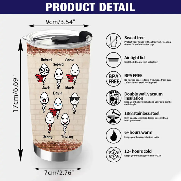 Personalized Sperms Tumbler - Up to 8 Sperms - Gift Idea For Mother's Day - Thanks For Not Swallowing Us Happy Mother's Day