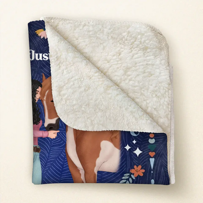 Personalized Horse Girl Quilt/Fleece Throw Blanket - Gift Idea For Horse Lover - Just A Girl Who Loves Horses