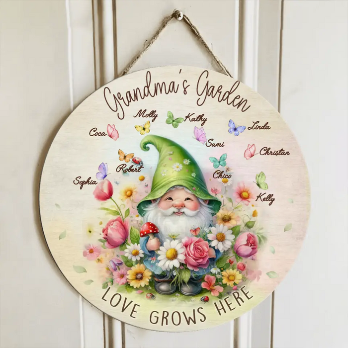 Personalized Grandma's Garden Circle Wooden Sign - Mother's Day Gift Idea For Grandma/Mother