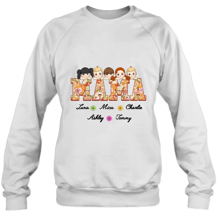 Personalized Floral Mama Shirt/Hoodie - Up to 5 Kids - Mother's Day Gift Idea for Mom/Grandma - Mama