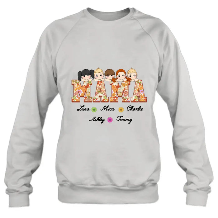Personalized Floral Mama Shirt/Hoodie - Up to 5 Kids - Mother's Day Gift Idea for Mom/Grandma - Mama
