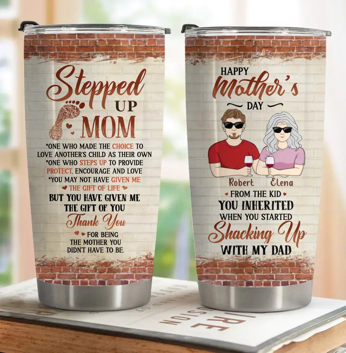 Personalized Stepped Up Mom Tumbler - Best Gift For Mother's Day From Children - Up to 3 Children - Happy Mother's Day From Kids