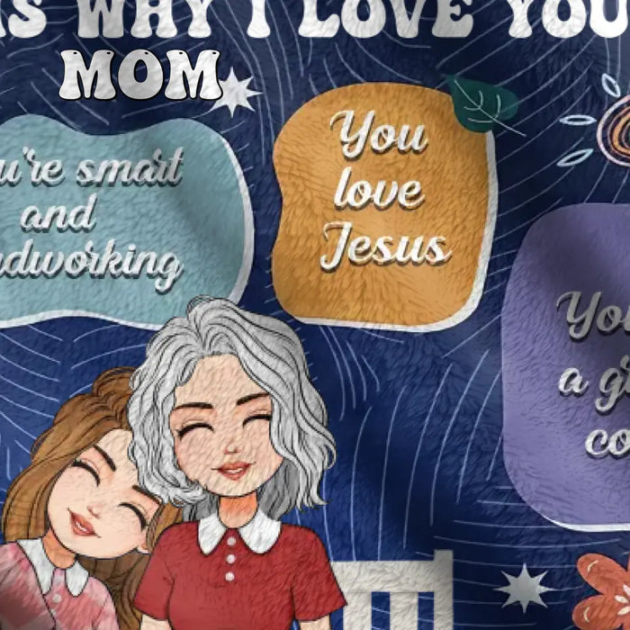 Personalized Mother's Day Quilt/Fleece Throw Blanket - Up to 5 People - Mother's Day Gift Idea for Mom/Grandma - 10 Reasons Why I Love You