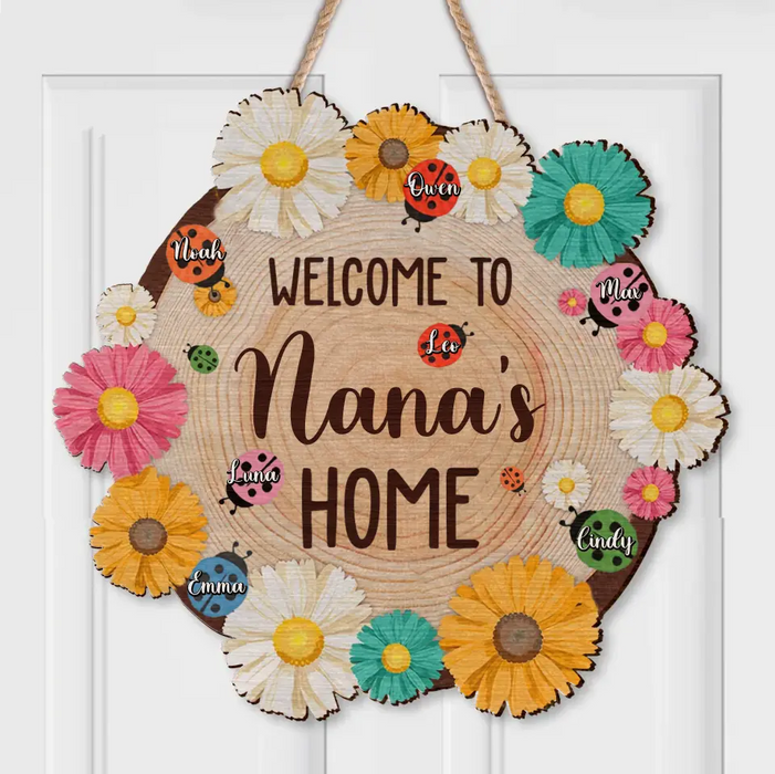 Personalized Nana Wooden Sign - Gift Idea For Grandma/Mother's Day - Up to 7 Kids - Welcome To Nana's Home